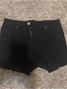 Women's Black Distressed Denim Cutoff Shorts